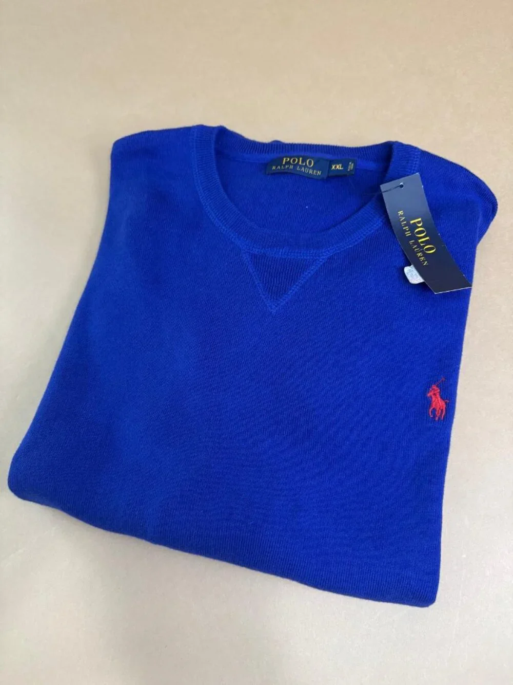 Polo Ralph Lauren Men XXL Royal Blue Knit Sweater 100% Cotton NWT